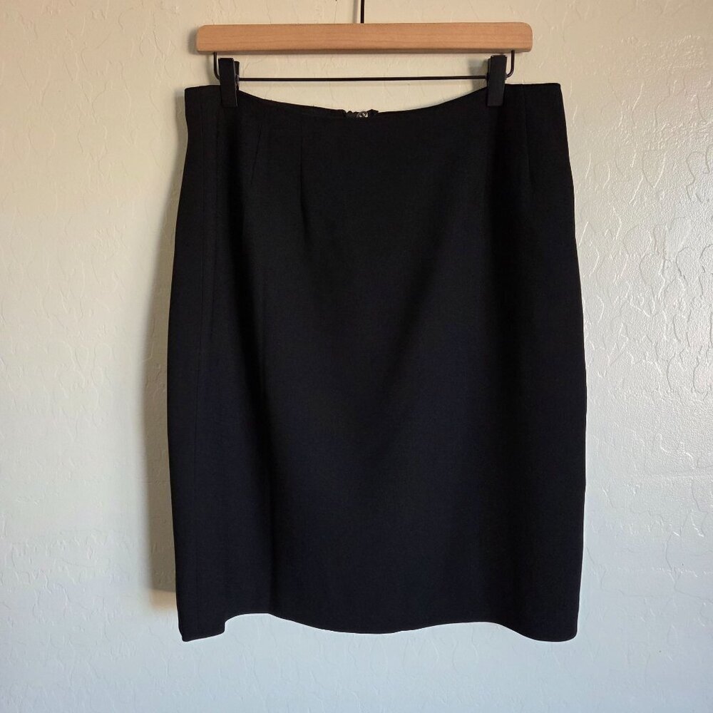 Peter Nygard Crepe Knee Length Black Pencil Skirt Women's 14 Work Career Office